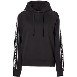LOOKS BY WOLFGANG JOOP Design capuchontrui voor dames - hoodie met zachte binnenvoering en geborduurd logo op de mouwen - casual snit hoodie - zwart, zwart.