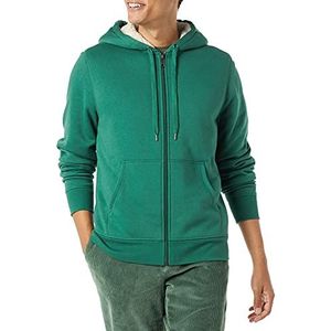 Amazon Essentials Herentrui met capuchon van fleece, gevoerd met sherpa en doorlopende ritssluiting, groen, L