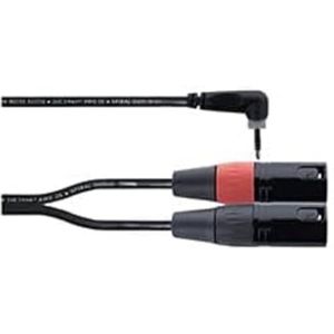 Y-adapterkabel voor mini-jackplug, schuin en 2 XLR-stekkers, 1 m