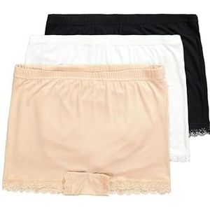 ULLA POPKEN Anti-wrijving shorts in verpakking van drie van bamboeviscose met kant 825870, zwart, 48-50, SCHWARZ