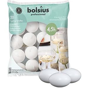 Bolsius 103632053702 Drijfkaars, paraffinewas, wit, 4,5 x 4,5 x 3 cm (l x b x h)