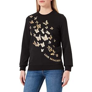 Love Moschino Sweatshirt voor dames, bedrukt, vlinder, diermotief, zwart.