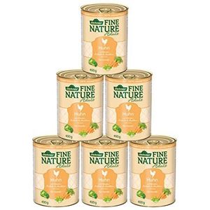 Dehner Fine Nature Hondenvoer voor volwassenen, levensmiddelenkwaliteit, kip, 6 x 400 g (2,4 kg)