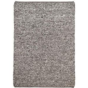 Tijdloos natuurlijk tapijt van 100% duurzame scheerwol, met de hand geweven en aan beide zijden bruikbaar, 90 x 160 cm. Kleur: grijs, THEKO het merktapijt. Berina Super