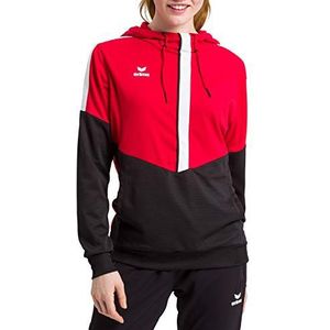 Erima Squad Sweatshirt met capuchon voor dames, 1 stuk, Rood/Zwart/Wit