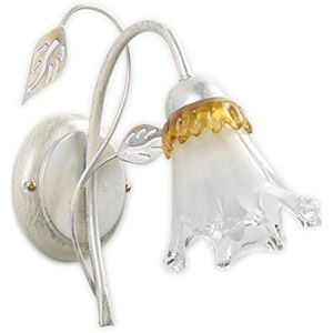 ONLI - Wandlamp 1 licht van metaal wit en zilver met goudtinten, glas in Calla-vorm, 1 x E14