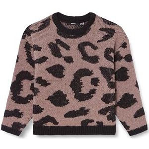 VERO MODA CURVE Vmczelma Ls Pull en tricot à col rond pour femme Ga Boo Cur, Marron Lentil/détail : noir animal, XL grande taille