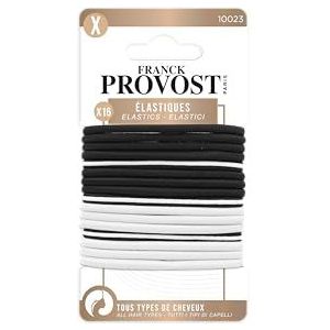 FRANCK PROVOST - 16 stuks brede elastieken - zonder metalen binding - halflang tot lang haar - willekeurige kleurkeuze