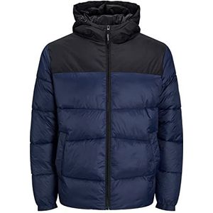 JACK&JONES PLUS Jjchili Puffer Hood Ps Herenjas, Marineblauwe blazer, details: blokkering.