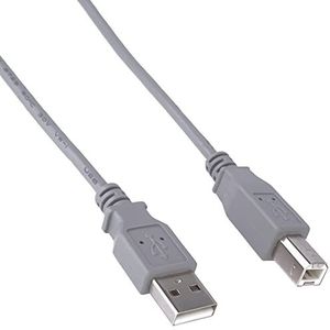PremiumCord High Speed USB 2.0 Kabel M/M 0,5 m, A stekker naar B-stekker, USB-verbindingskabel voor scanners enz. Dubbel afgeschermd AWG28 grijs 0,5 m lang