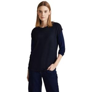 STREET ONE A321054 T-shirt en tricot pour femme, bleu foncé, 38