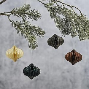 Ginger Ray Set van 4 3D-honingraatpapieren decoraties om op te hangen voor de kerstboom