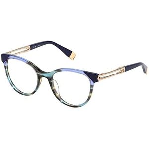 Furla Vfu672 zonnebril voor dames, Groen/blauwe glanzende strepen