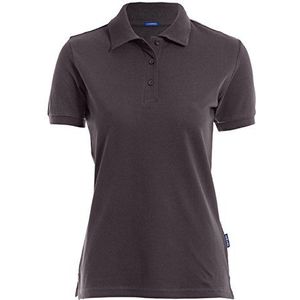 HRM Luxe poloshirt voor dames van 100% katoen, basic poloshirt tot 60 graden Celsius, kleurecht, wasbaar, hoogwaardig en duurzaam, Donker Grijs (06)