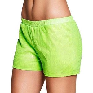 Boland Damesshort met neongroene strass-steentjes