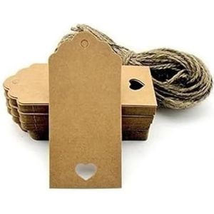 gzzhongheng 100 lege etiketten van kraftpapier voor geschenken, koffer, bruiloft, prijs-kwaliteitsverhouding, hartdesign, wit, bruin, 100 stuks