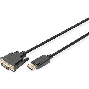 DIGITUS DisplayPort-adapterkabel, DP naar DVI (24+1), Full-HD, 2 m, vergrendeling, 60 Hz, compatibel met monitor, pc