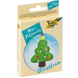 folia 52917 Vilten naaiset voor kinderen, mini-vilten hanger, kerstboomhanger, 9 stuks, vilten naaiset om zelf te naaien