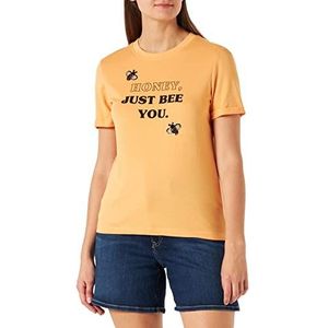 ONLY Onlkita Reg S/S Bee Top Box JRS dames T-Shirt pompoen opdruk: honing, S, Pompoen / opdruk: honing