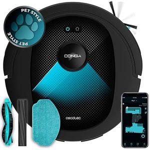 Cecotec Conga 8490 Ultimate Ultra Power Robotstofzuiger, lasernavigatie, app 4-in-1 reiniging, spa, stofzuigen, wassen en overslaan, 7000 Pa, tot 170 minuten looptijd, centrale borstel van siliconen