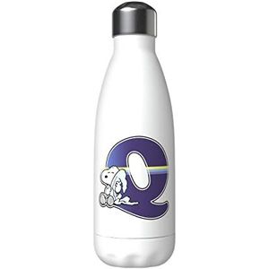 Snoopy CyP Brands Waterfles van roestvrij staal, met luchtdichte sluiting, letter Q, 550 ml, wit