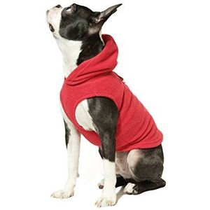 Gooby Hondentrui met capuchon van fleece, rood, XS, warme hondentrui met O-ring, wintertrui met capuchon voor kleine honden - kleding voor kleine honden of meisjes en middelgrote honden