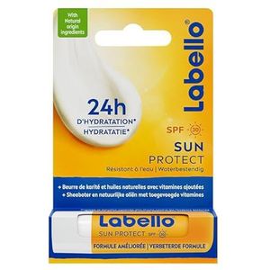 LABELLO Sun Protection SPF 30 (1 x 5,5 ml), UVA/UVB-bescherming en 24 uur hydratatie, lippenbalsem met sheaboter en natuurlijke oliën verrijkt met vitamine C & E