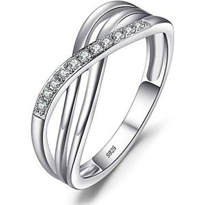 JewelryPalace Zirconia oneindige ring voor dames, zilver 925, verguld, verlovingsring, dames, verjaardag, bruiloft, belofte, trouwring, sieraden dames, Edelsteen, Zirkoniumoxide