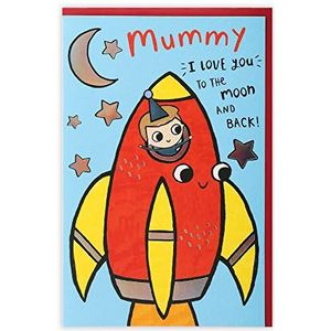 Clintons: Boy In Red & Yellow Rocket Mummy verjaardagskaart 149 x 229 mm, meerkleurig, 1167195