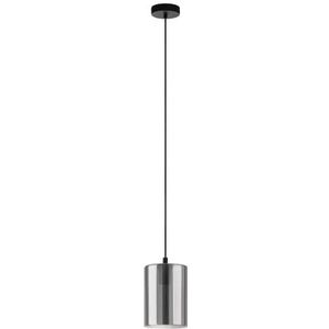 EGLO Cadaques 1 Hanglamp, 1 lichtpunt, modern, elegant, hanglamp van staal en glas in zwart, zwart-transparant, eettafellamp, woonkamerlamp hangend met E27-fitting