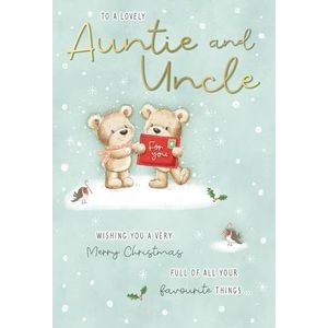 Piccadilly Greetings Jolie carte de Noël, couple tante et oncle, ours en bonbons – 20,3 x 15,2 cm