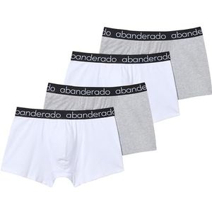 Abanderado Lot de 4 boxers fermés en coton élastique x4, Blanc Gris Vigoré, 6