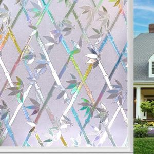 3D statische raamfolie, ondoorzichtig, meerkleurig, melkglasfolie, zelfklevend, kleurrijk, lijmvrij, anti-uv, voor thuis en kantoor, 90 x 200 cm