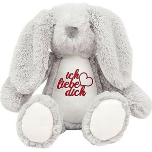 Knuffeldier konijn met opschrift ""Ich Liebe Dich"", super zacht met lange oren, pluche dier voor baby's en kinderen, speelgoed voor meisjes en jongens vanaf 0 maanden