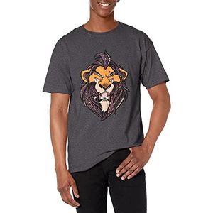 Disney Heren T-shirt Lion King Patterned Scar Graphic, donkergrijs, S, Donkergrijs