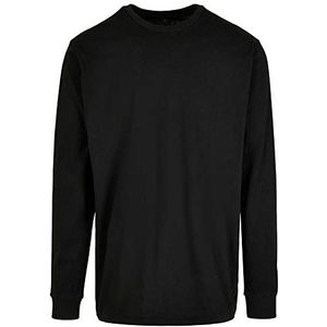 Build Your Brand Organisch shirt met lange mouwen voor heren, met pofshirt, zwart.