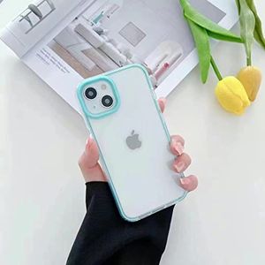 Febliss Coque en silicone améliorée [Protection de l'appareil photo] pour iPhone 13 avec des rayures douces 6,1 pouces, coque mince de protection complète liquide de qualité de peau de bébé,bleu