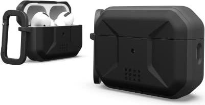 Urban Armor Gear Civilian beschermhoes voor Apple AirPods Pro 2022 [compatibel met draadloos opladen/zichtbare led-status, Lightning-verbindingsdeksel, afneembare karabijnhaak] zwart