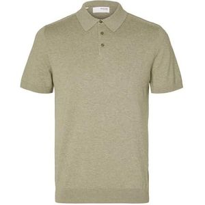 SELETED HOMME Slhberg Ss Knit Polo Noos pour homme, Vetiver/détail : chiné, M