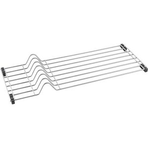 Afdruiprek voor gootsteen, afdruiprek voor keuken, van geplastificeerd ijzerdraad, 20 x 54 x 4 cm, zilver