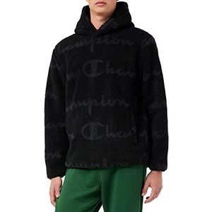 Champion Polar Allover Sweatshirt met capuchon voor heren, zwart.