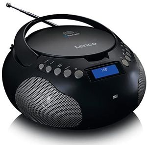 Lenco Draagbare cd-speler SCD-341 DAB+ Radio Bluetooth zender en titelgeheugen klok stereo luidspreker zwart
