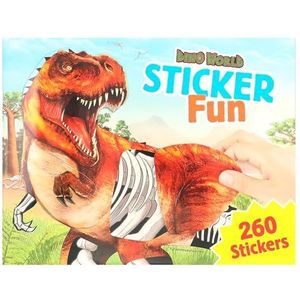 Depesche 12408 World Fun stickerboek met 24 pagina's dinosaurusmotieven om zelf te maken + 250 stickers, meerkleurig