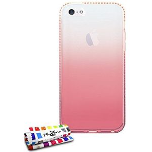 Muzzano Zachte beschermhoes voor Apple iPhone 5 [De premium strass-stenen] [roze] + stylus en reinigingsdoekje van Muzzano® – ultieme bescherming voor de Apple iPhone 5