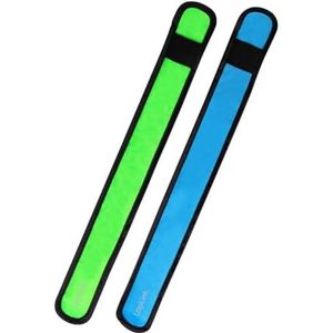 Lot de 2 bracelets à boucle LED en nylon (1 bleu et 1 vert), 3 modes d'éclairage