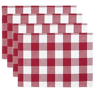 Elrene Home Fashions Farmhouse Living Buffalo placemat (4) 13"" x 19"" (Placemats) rood/wit