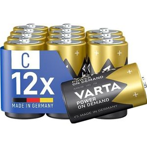VARTA 12 stuks Baby Power on Demand C-batterijen, alkaline, intelligent, flexibel, krachtig, ideaal voor computeraccessoires, intelligente apparaten, gemaakt in Duitsland