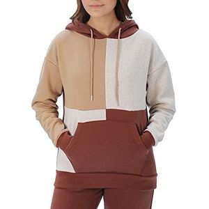 M17, Toffee Brown Dames Effen Patchwork Hoodie Pullover Hoody Soft Casual Hooded Sweatshirt Top Lange Mouwen Jacket Jumper (XL, Dames, Toffee Brown, XL, Toffee Brown