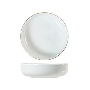 H&H Pearl 7312255 porseleinen kopjes, 6-delig, wit met goudkleurige draadrand, 15 cm, elegant en modern design