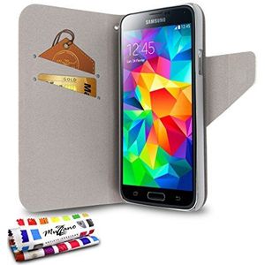 Muzzano Beschermhoesje voor Samsung Galaxy S5, met stylus en reinigingsdoekje
